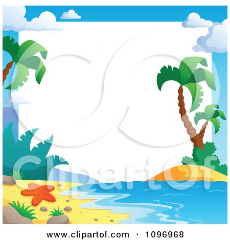 Clipart Tropical Beach Frame With Palm Trees - Royalty Free Vector Illustration by visekart