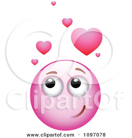 Clipart Infatuated Pink Emoticon Smiley Face - Royalty Free Vector Illustration by beboy