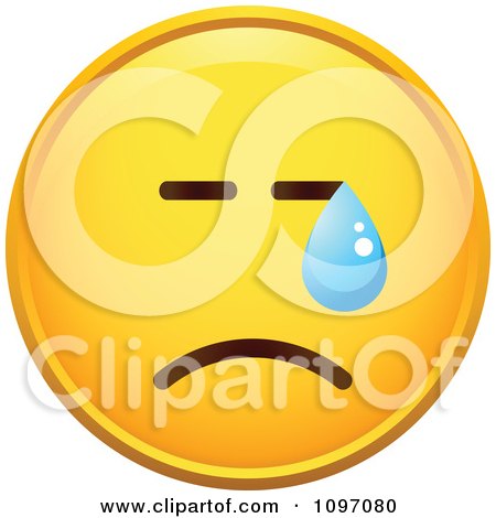 Clipart Crying Yellow Cartoon Smiley Emoticon Face 6 - Royalty Free Vector Illustration by beboy