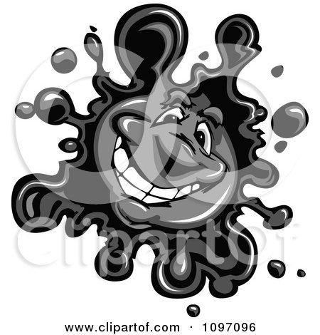 Clipart Happy Black Ink Splatter Mascot - Royalty Free Vector Illustration by Chromaco