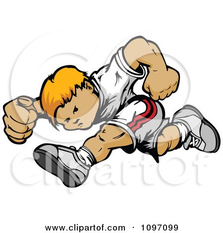 Clipart Athletic Blond Boy Running - Royalty Free Vector Illustration by Chromaco