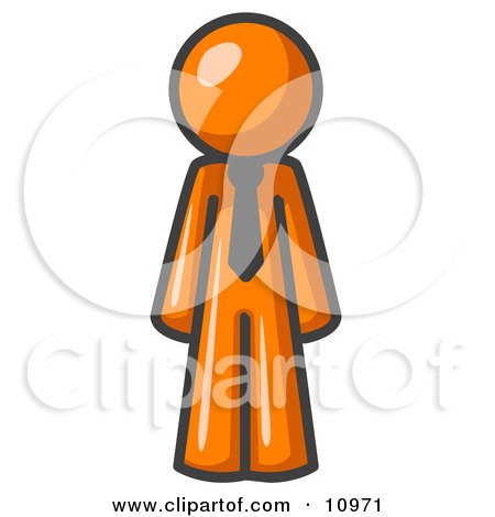 Orange Business Man Wearing a Tie, Standing With His Arms at His Side Clipart Illustration by Leo Blanchette