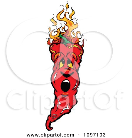 Clipart Burning Hot Chili Pepper Mascot - Royalty Free Vector Illustration by Chromaco