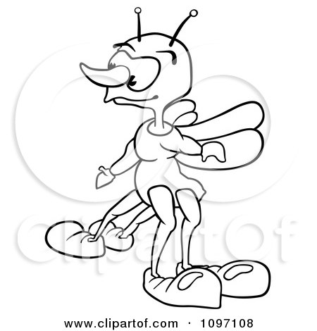 Clipart Outlined Bug Looking To The Side - Royalty Free Vector Illustration by dero