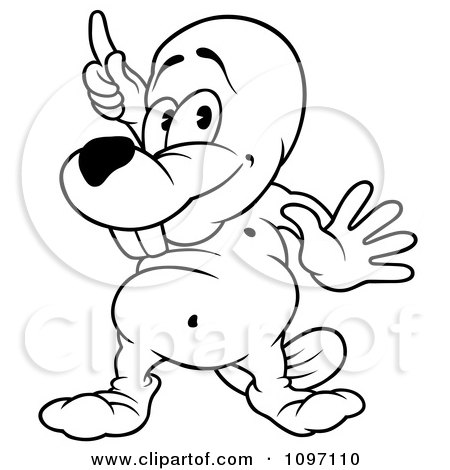 Clipart Outlined Happy Beaver With An Idea - Royalty Free Vector Illustration by dero