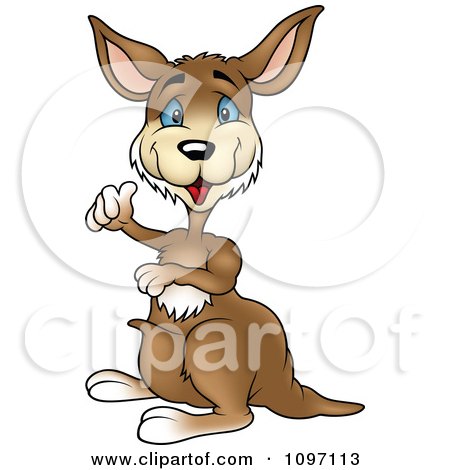 Clipart Blue Eyed Kangaroo Holding A Thumb Up - Royalty Free Vector Illustration by dero