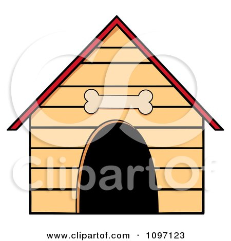 Clipart Dog House With A Bone Above The Door - Royalty Free Vector Illustration by Hit Toon