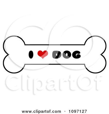 Clipart Black Red And White I Heart Dog Bone Biscuit - Royalty Free Vector Illustration by Hit Toon