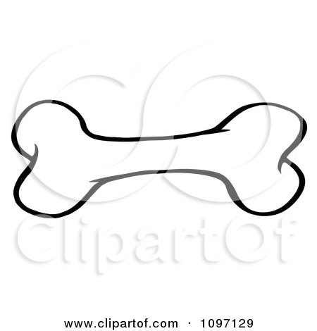Clipart Black And White Outlined Dog Bone - Royalty Free Vector Illustration by Hit Toon