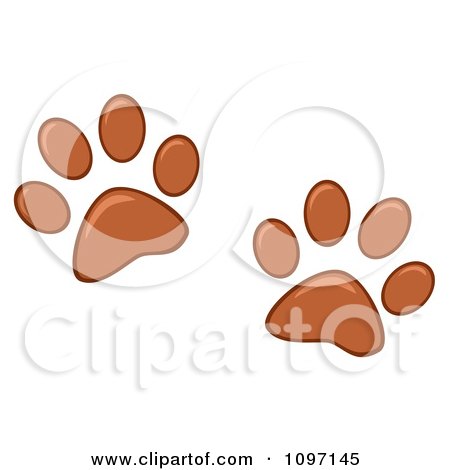 Clipart Two Brown Dog Paw Prints - Royalty Free Vector Illustration by Hit Toon