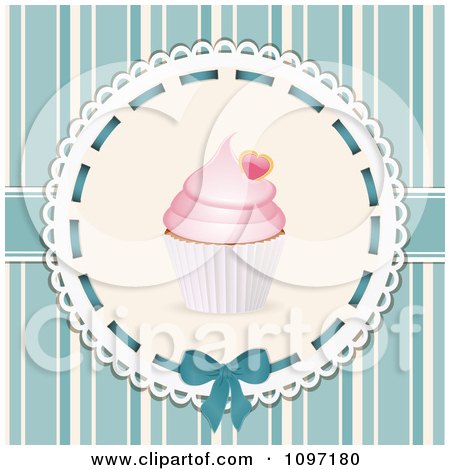 Clipart Blue Stripe Cupcake Background - Royalty Free Vector Illustration by elaineitalia