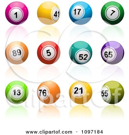 Clipart 3d Colorful Bingo Or Lottery Balls And Reflections - Royalty Free Vector Illustration by elaineitalia