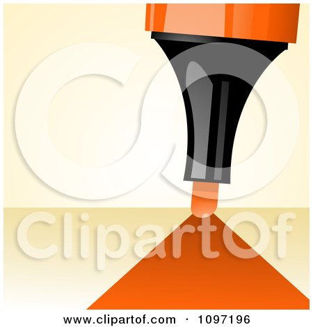 Clipart 3d Orange Highlighter Pen Drawing A Line Of Ink With Copyspace - Royalty Free Vector Illustration by elaineitalia
