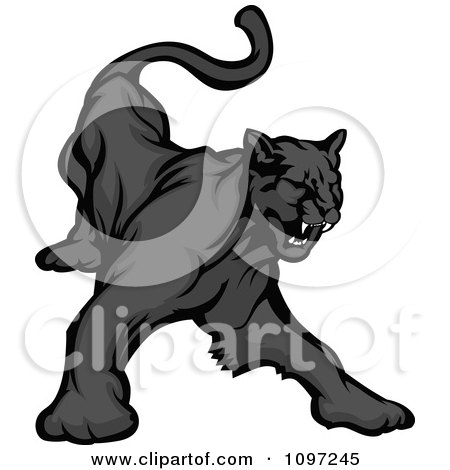 Clipart Black Panther Mascot Growling - Royalty Free Vector Illustration by Chromaco