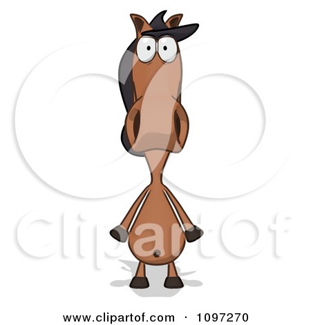 Clipart Charlie Horse Cartoon Facing Front - Royalty Free CGI Illustration by Julos