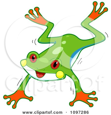 Clipart Cute Red Eyed Tree Frog Jumping - Royalty Free Vector Illustration by BNP Design Studio
