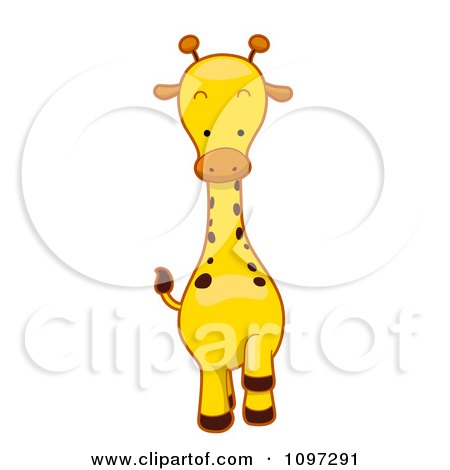 Clipart Cute Giraffe Walking Forward - Royalty Free Vector Illustration by BNP Design Studio