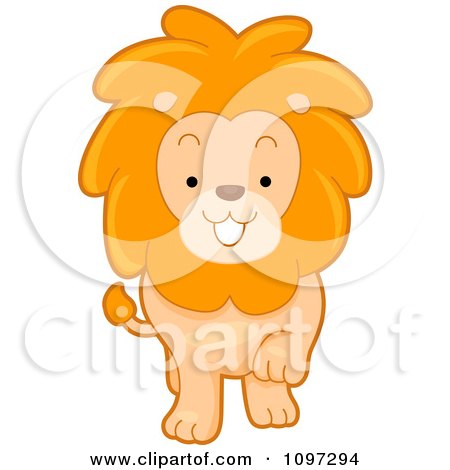 Clipart Cute Lion Walking Forward - Royalty Free Vector Illustration by BNP Design Studio