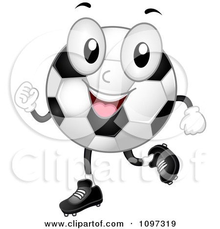 Clipart Happy Soccer Ball Mascot Jogging - Royalty Free Vector Illustration by BNP Design Studio