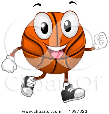 Clipart Happy Basketball Mascot Jogging - Royalty Free Vector Illustration by BNP Design Studio