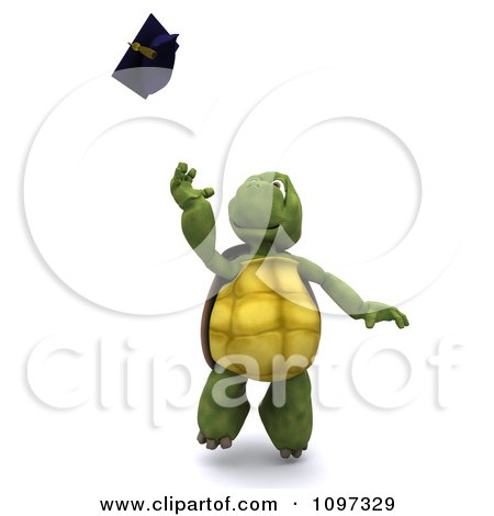 Clipart 3d Graduate Tortoise Tossing His Cap - Royalty Free CGI Illustration by KJ Pargeter