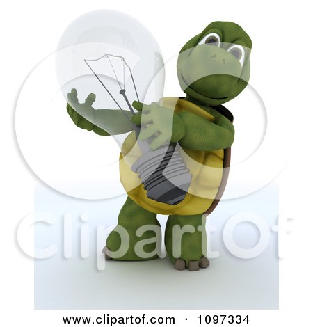 Clipart 3d Tortoise Holding A Transparent Light Bulb - Royalty Free CGI Illustration by KJ Pargeter
