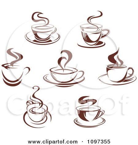 Clipart Steamy Brown Coffee Icons 1 - Royalty Free Vector Illustration
