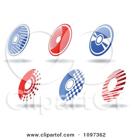 Clipart Red And Blue Floating Cds Or Dvds - Royalty Free Vector Illustration by Vector Tradition SM