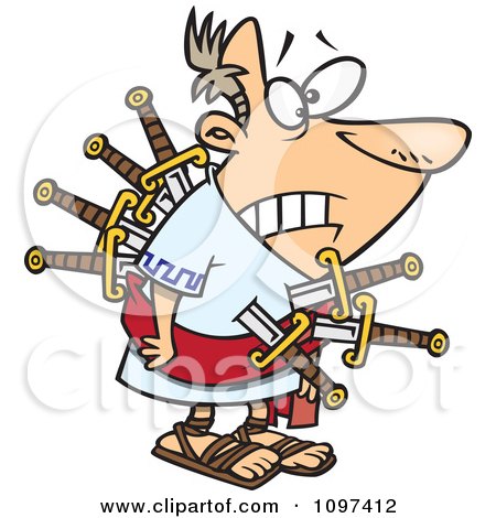 Clipart Betrayed Julius Caesar Stabbed With Swords On The Ides Of March - Royalty Free Vector Illustration by toonaday