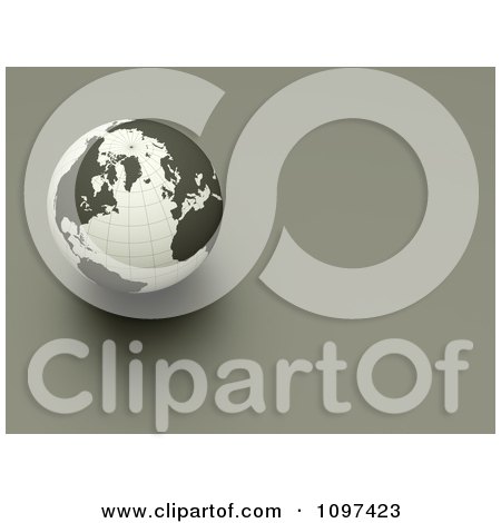 Clipart 3d Grid Globe On Gray - Royalty Free CGI Illustration by chrisroll