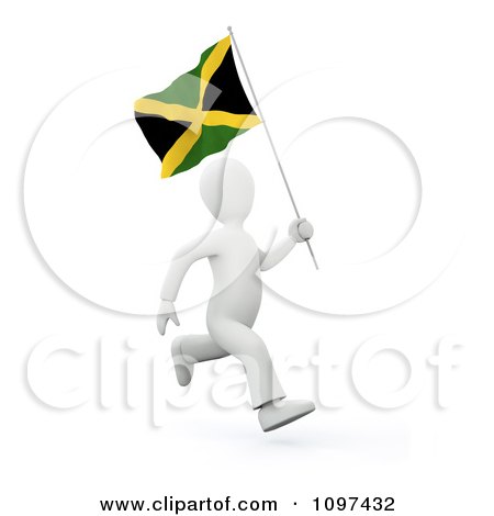 Clipart 3d White Person Running With A Jamaican Flag - Royalty Free CGI Illustration by chrisroll