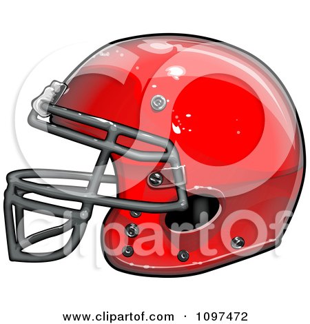 Clipart Shiny Red American Football Helmet - Royalty Free Vector Illustration by Chromaco