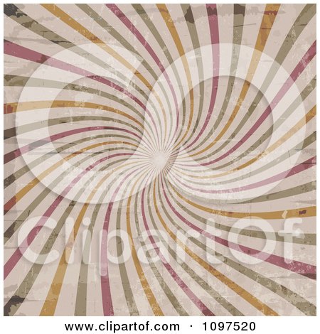 Clipart Grungy Background Of Vintage Swirling Rays - Royalty Free Vector Illustration by KJ Pargeter