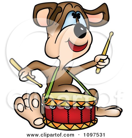 Clipart Happy Drummer Dog - Royalty Free Vector Illustration by dero