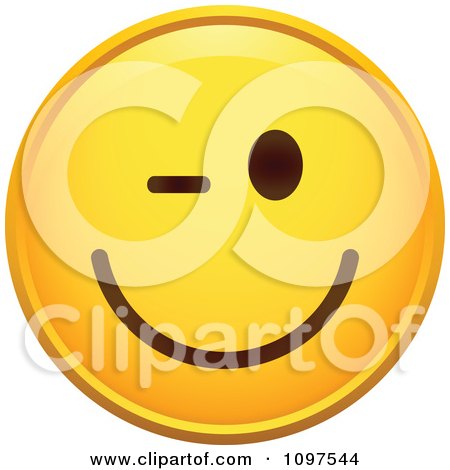 Clipart Winking Flirty Yellow Emoticon Smiley Face - Royalty Free Vector Illustration by beboy