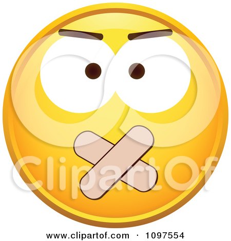 Clipart Yellow Gagged Cartoon Smiley Emoticon Face 1 - Royalty Free Vector Illustration by beboy