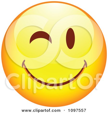 Clipart Flirty Winking Yellow Cartoon Smiley Emoticon Face 2 - Royalty Free Vector Illustration by beboy
