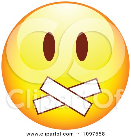 Clipart Yellow Gagged Cartoon Smiley Emoticon Face 2 - Royalty Free Vector Illustration by beboy