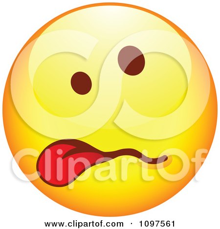 Clipart Sick Yellow Cartoon Smiley Emoticon Face Hanging Its Tongue Out 1 - Royalty Free Vector Illustration by beboy