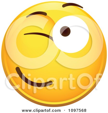 Clipart Flirty Winking Yellow Cartoon Smiley Emoticon Face 1 - Royalty Free Vector Illustration by beboy