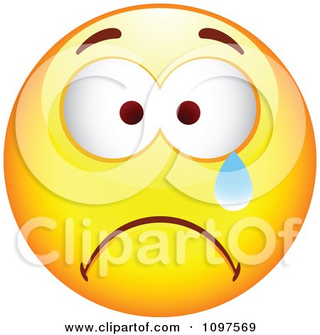 Clipart Crying Yellow Cartoon Smiley Emoticon Face 1 - Royalty Free Vector Illustration by beboy