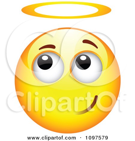 Clipart Innocent Angel Yellow Cartoon Smiley Emoticon Face With A Halo - Royalty Free Vector Illustration by beboy