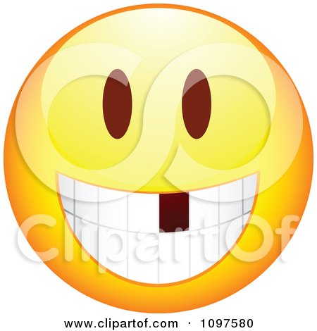 Clipart Yellow Cartoon Smiley Emoticon Face With A Missing Tooth - Royalty Free Vector Illustration by beboy