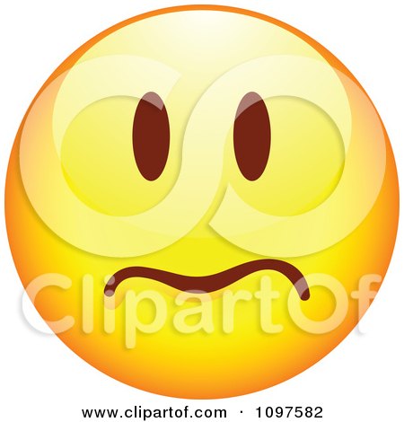 Clipart Yellow Worried Cartoon Smiley Emoticon Face 1 - Royalty Free Vector Illustration by beboy