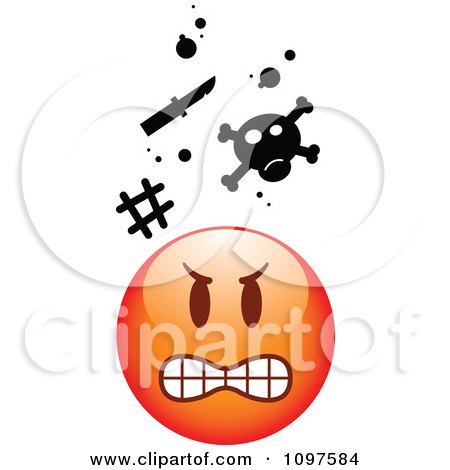 Clipart Red Bully Cartoon Smiley Emoticon Face 2 - Royalty Free Vector Illustration by beboy