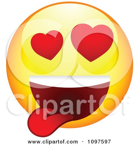 Clipart Love Crazed Yellow Emoticon Smiley Face - Royalty Free Vector Illustration by beboy