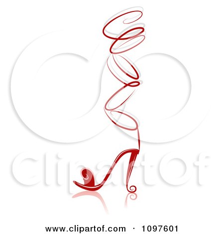 Clipart Red Ornate Red Lace Up High Heel Shoe - Royalty Free Vector Illustration by BNP Design Studio