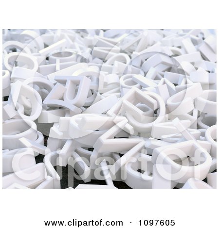 Clipart 3d White Letters Scattered In A Pile - Royalty Free CGI Illustration by Mopic