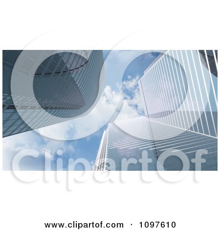 Clipart 3d Highrise City Buildings And Cloudy Blue Sky - Royalty Free CGI Illustration by Mopic