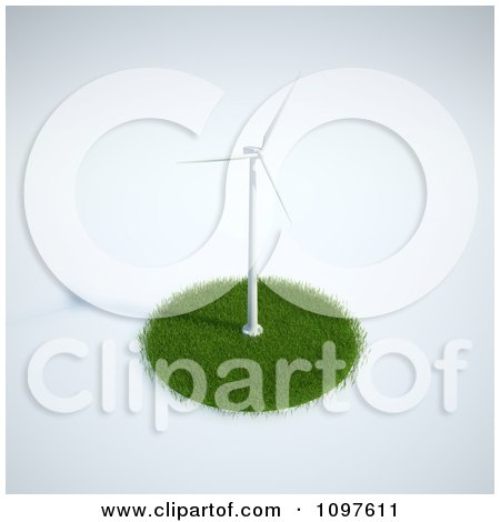 Clipart 3d Wind Energy Turbine On A Grassy Circle 1 - Royalty Free CGI Illustration by Mopic
